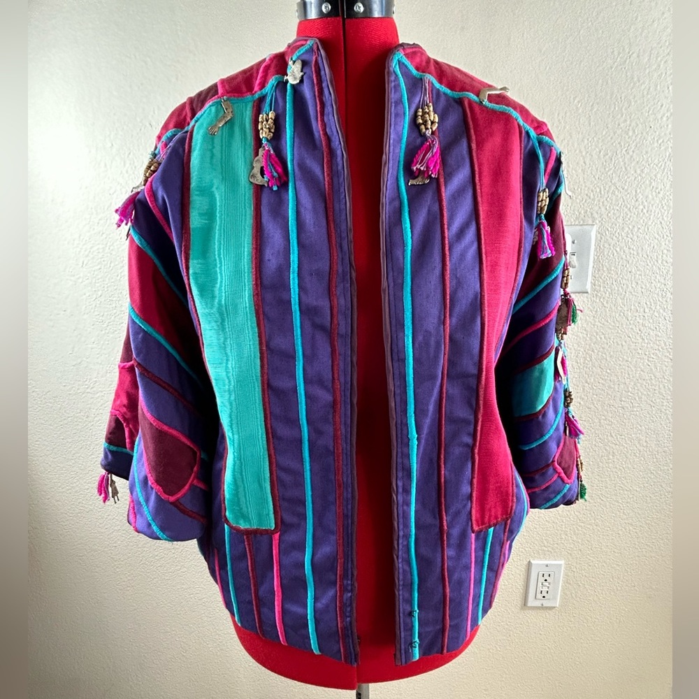 Judith Roberts La Colección Purple Multi Colored w/Metal Charms Vintage Jacket